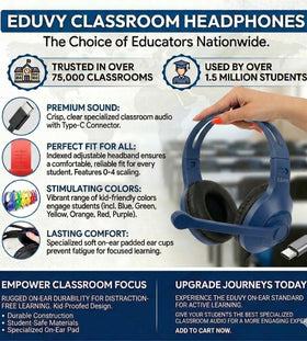 Eduvy USB-C wired headphones with direct plug-and-play compatibility