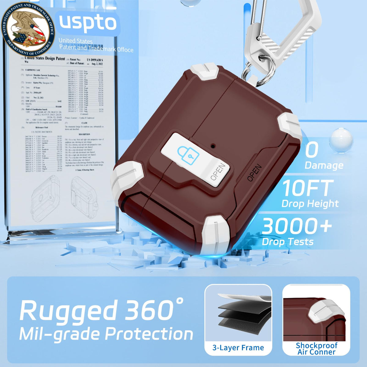 Ekoonpft AirPods Pro 2 case showing magnetic lock and top cover