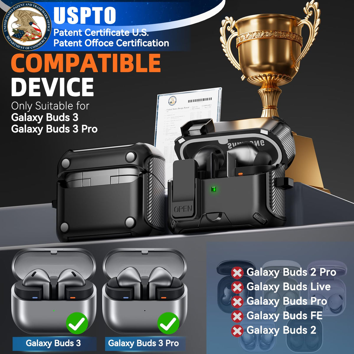 Eekonpft Buds3 Pro case includes an invisible stand for hands free viewing.