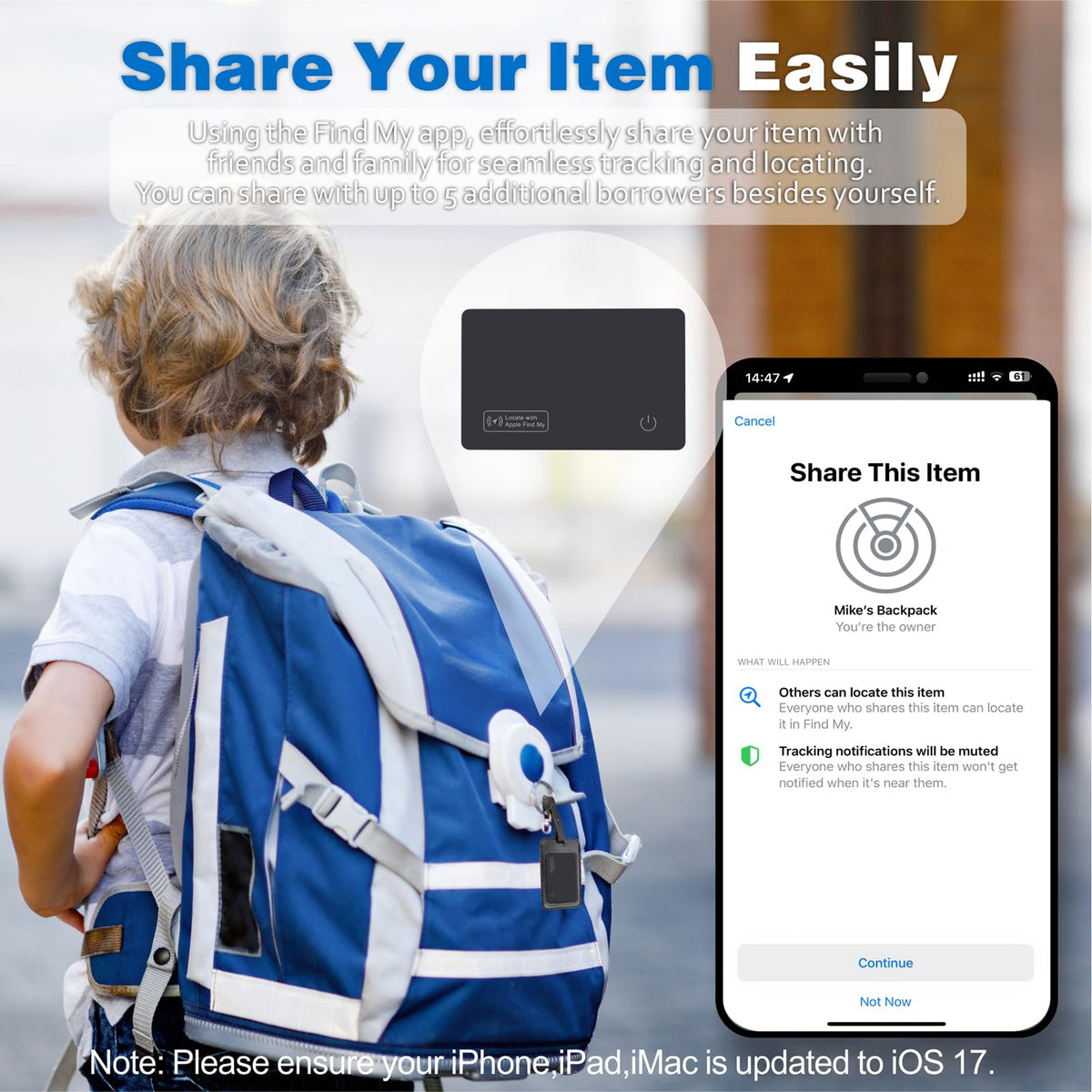 Eelexa attached to a luggage tag illustrating travel use