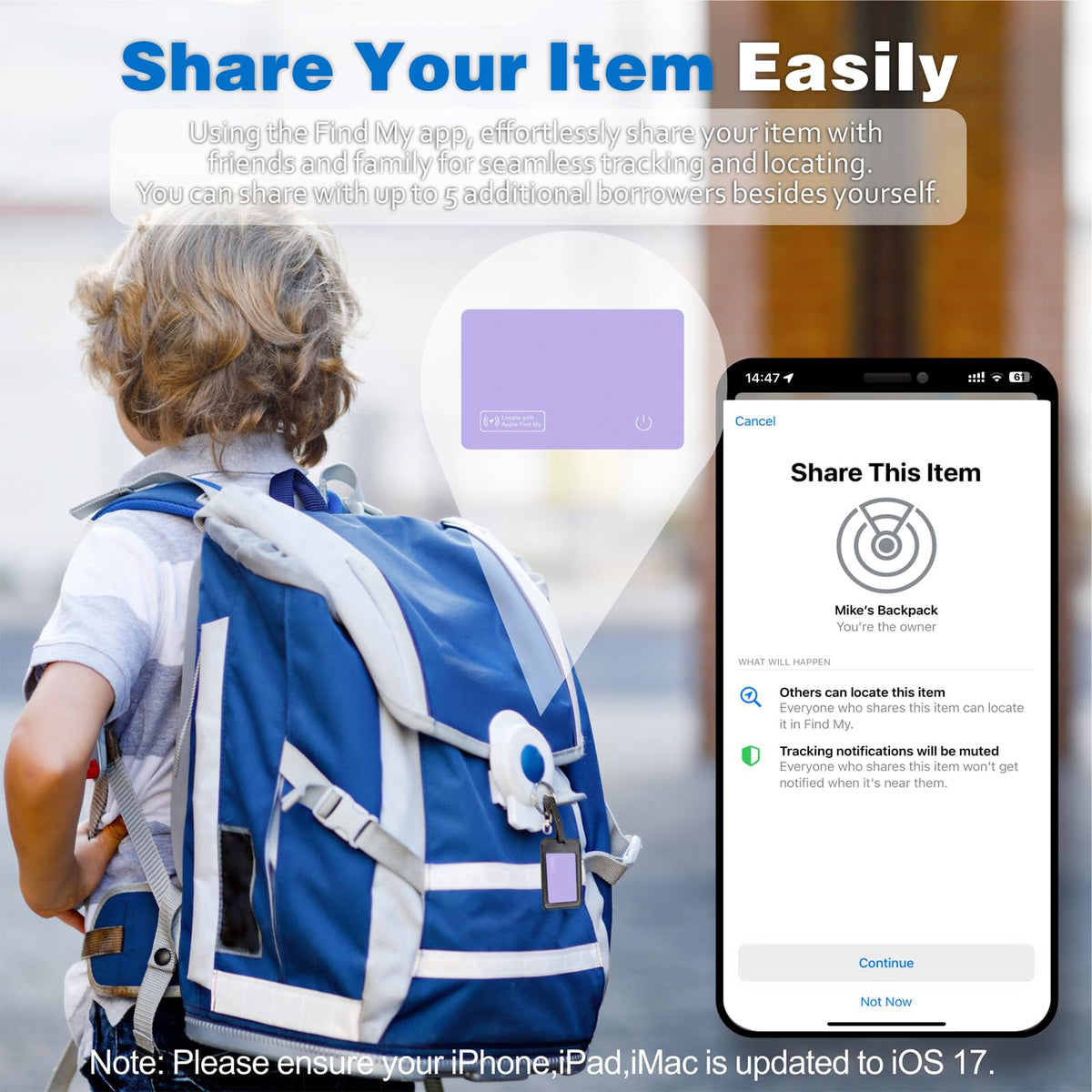 Eelexa tracker attached to a luggage tag for secure travel tracking.
