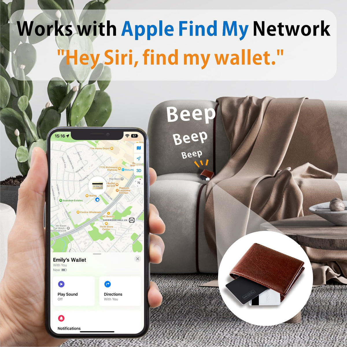 Eelexa Wallet Tracker Card shared with up to 5 users on iOS 17.