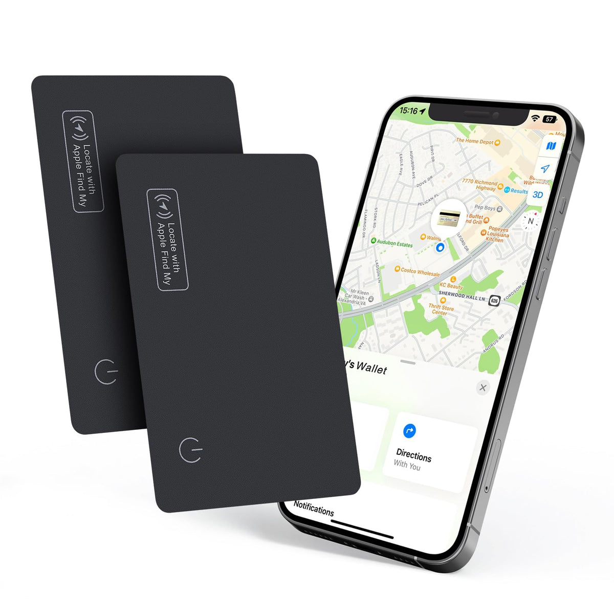 Eelexa Wallet Tracker Card slim design fits wallets for easy tracking.