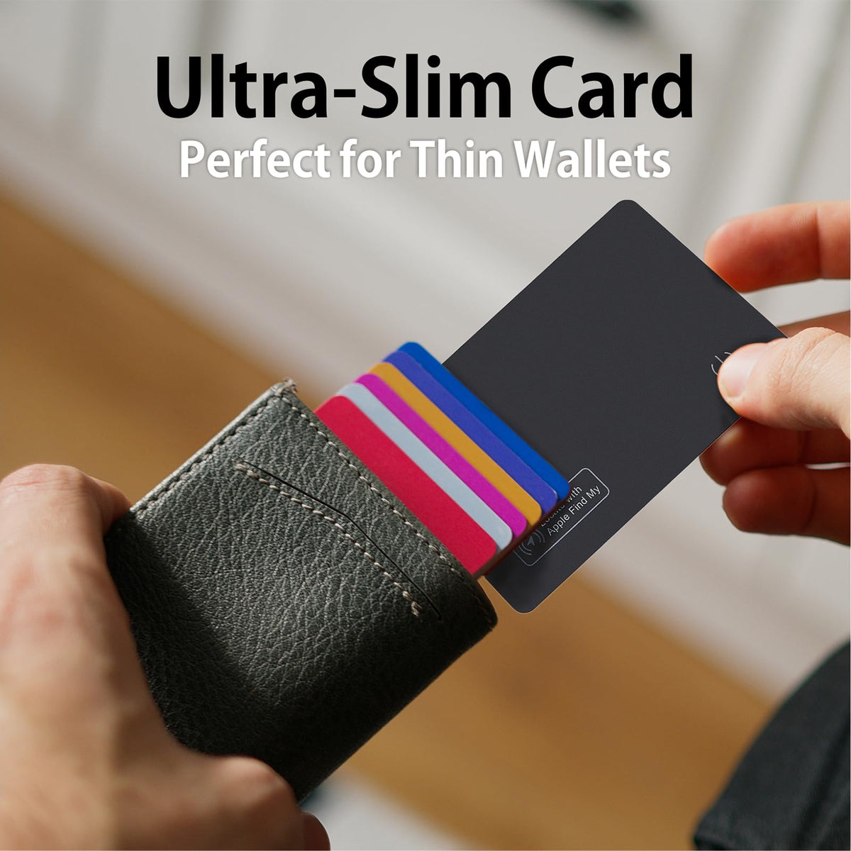 Eelexa Wallet Tracker Card wireless charging with LED status indicator.