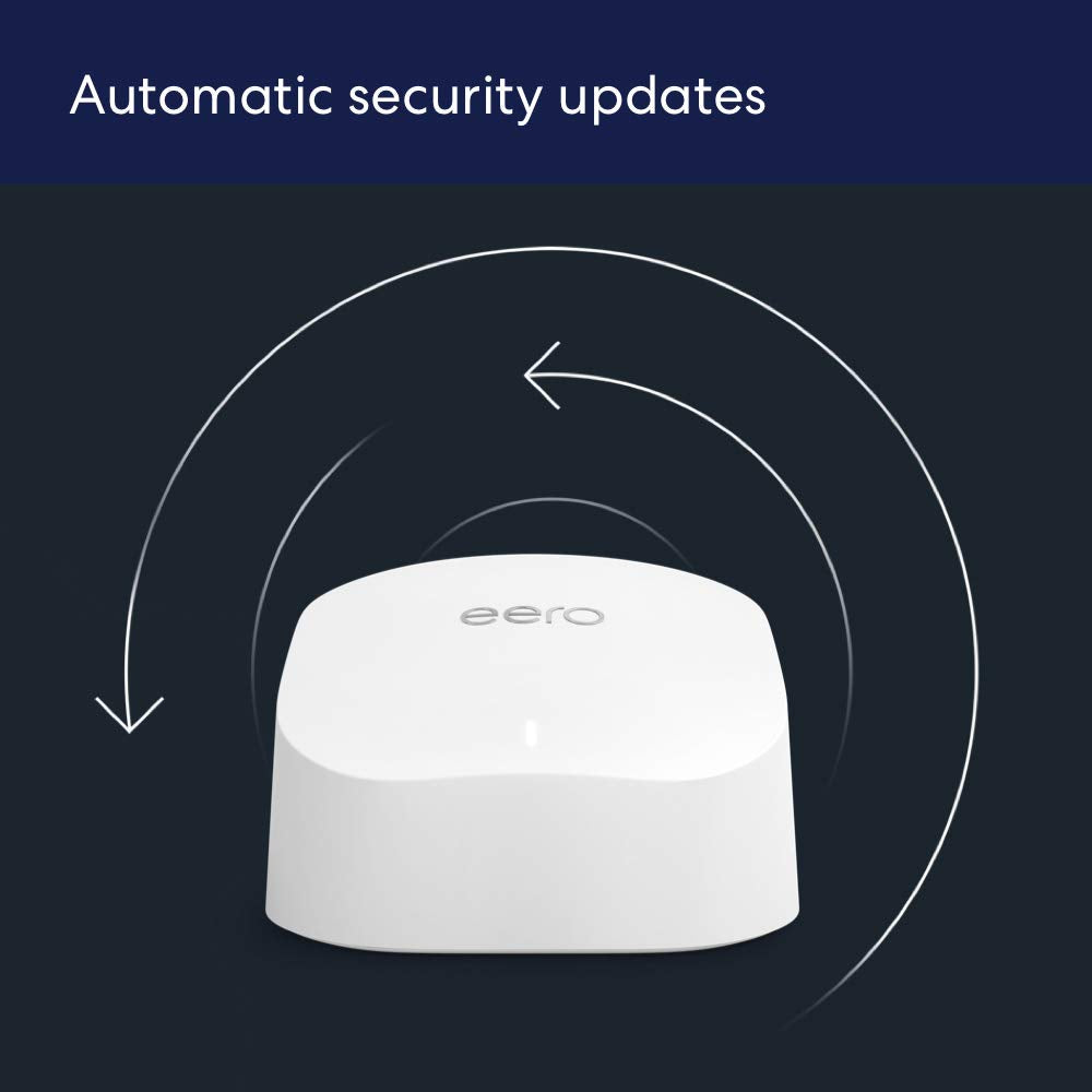 eero 6 extender beside router shows improved mesh coverage