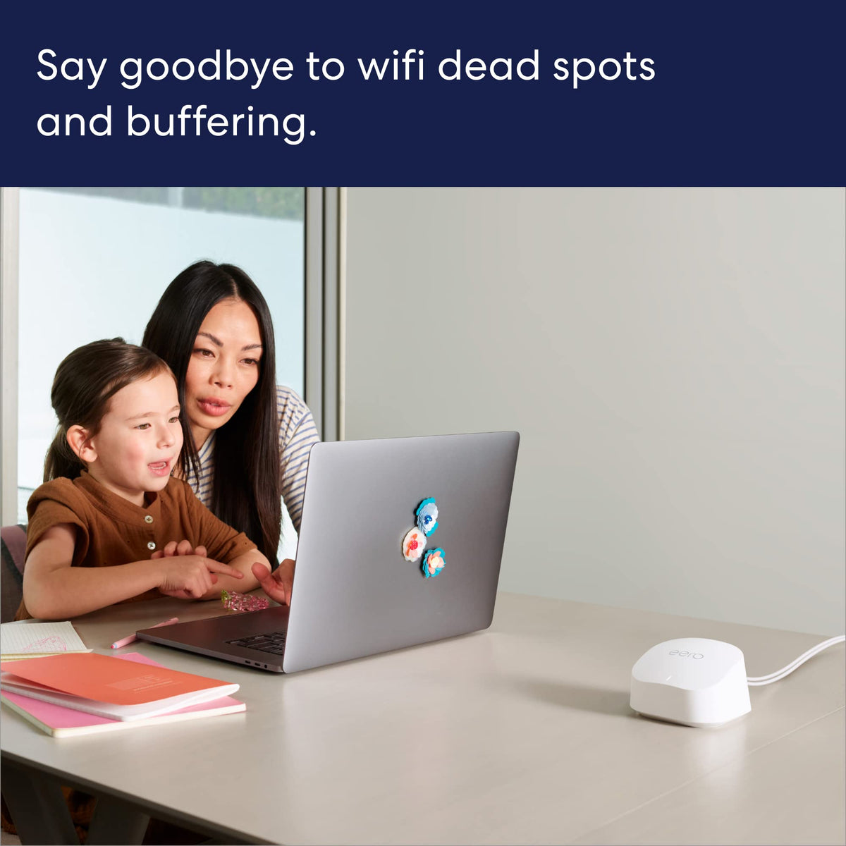 eero 6+ like-new router rear panel with ports for reliable wired connections