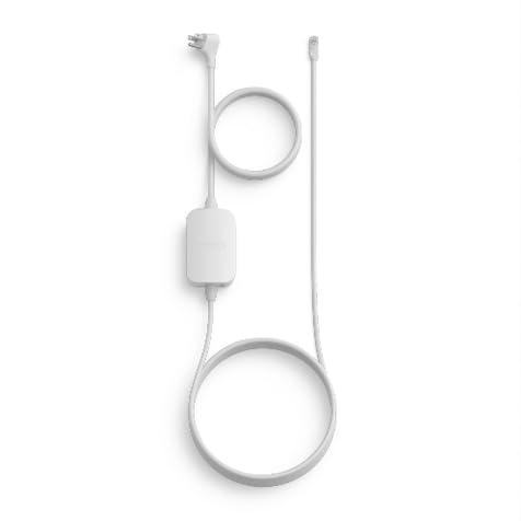 eero 30W outdoor PoE+ adapter powering the eero Outdoor 7 network outdoors