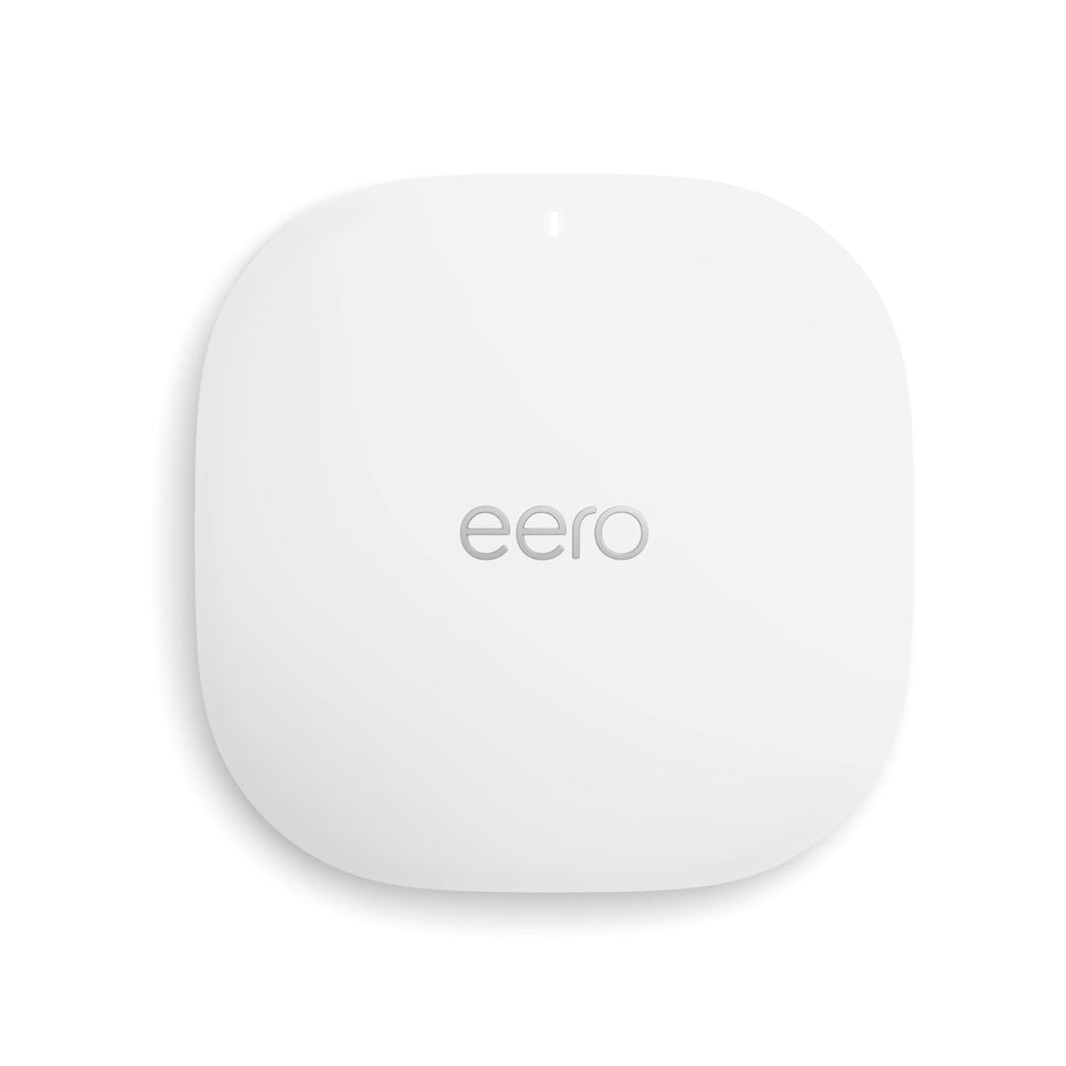 eero PoE 6 ceiling-mount showing discreet placement for broad Wi‑Fi 6 coverage