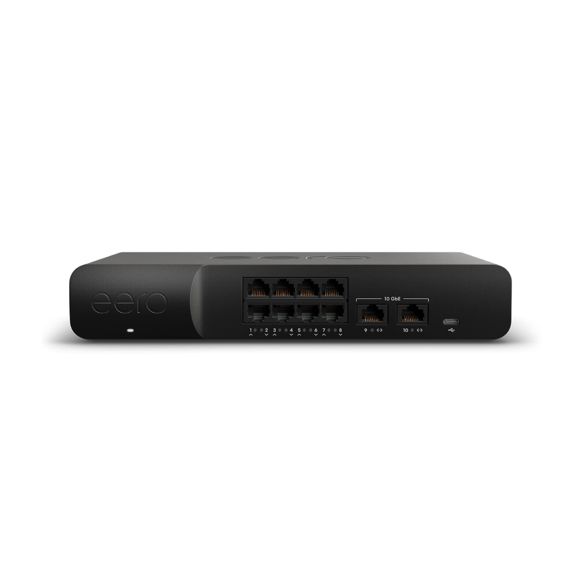 eero PoE Gateway front panel with labeled ports for fast wired connections