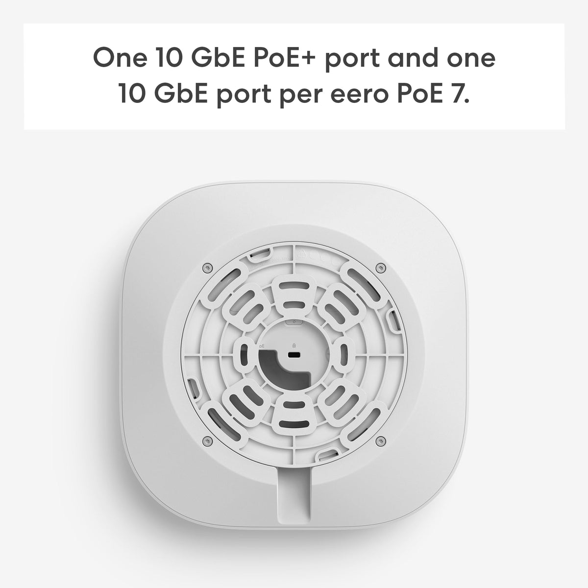 eero PoE 7 side ports image highlighting 10 GbE ports for fast wired connections
