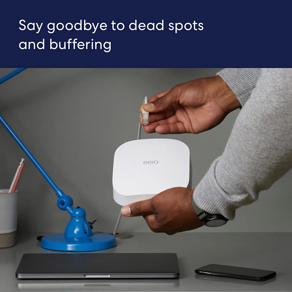 Close-up of eero Pro 6 with ports and finish