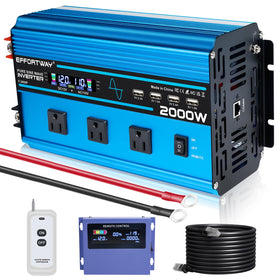 EFFORTWAY 2000W inverter front view with rugged aluminum housing for outdoor use