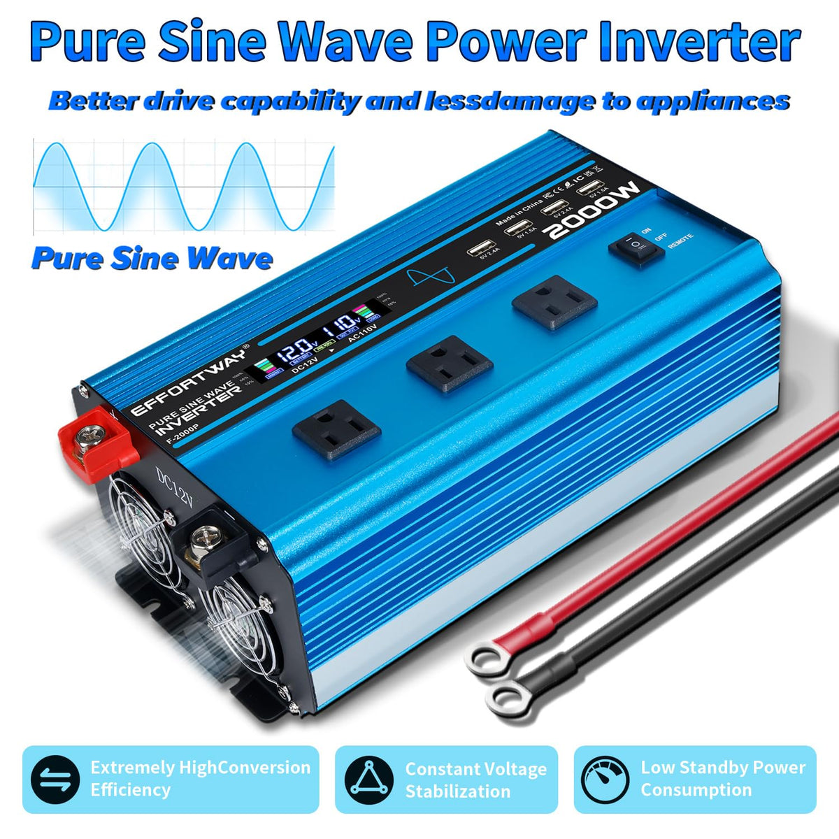 EFFORTWAY 4000W peak power indicator display for monitoring heavy device startup