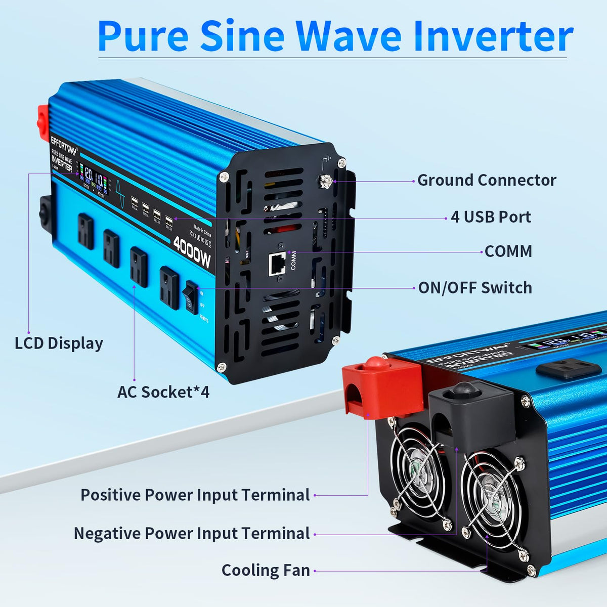 EFFORTWAY 8000W peak power handles high-demand gear during outdoor adventures.