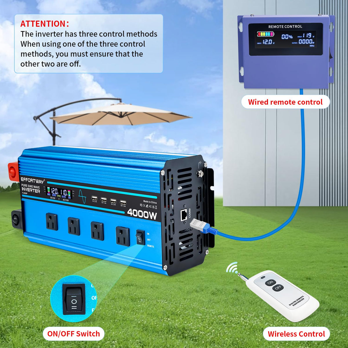 EFFORTWAY compact design offers portable power at campsites and road trips.