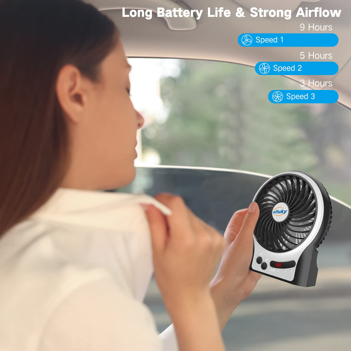 efluky blue LED light creates ambience while cooling