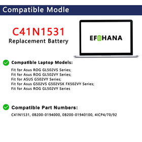 EFOHANA C41N1531 top view showing cell layout and built-in safety circuits