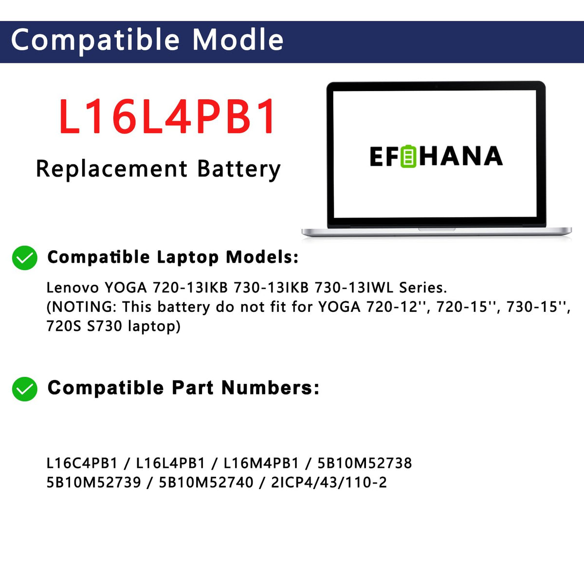 EFOHANA battery installed in Lenovo Yoga 730 demonstrating restored power