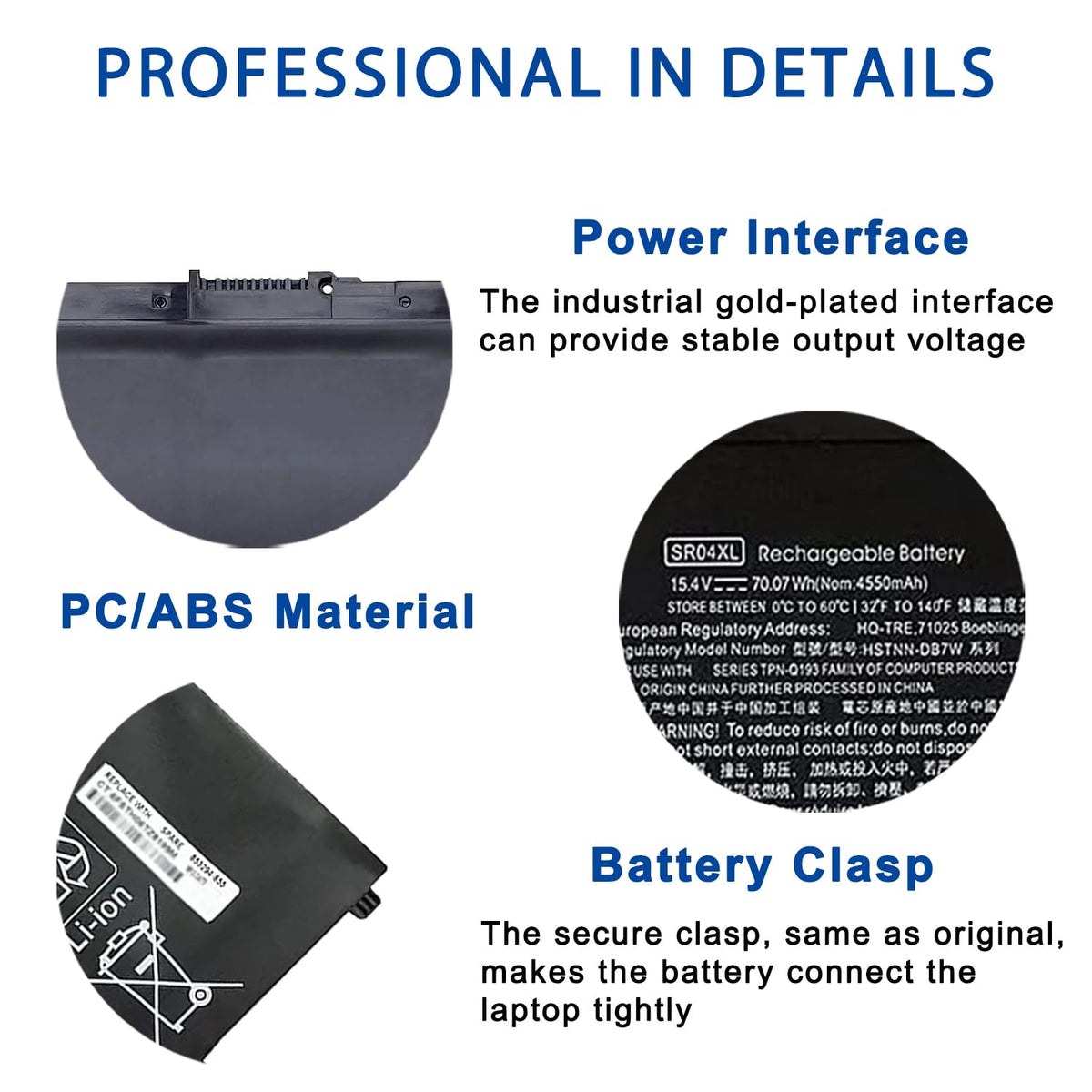 EFOHANA SR04XL installed inside an HP laptop demonstrating proper fit and connection