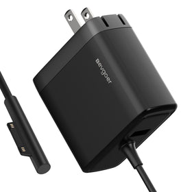 EG evgoer 65W Surface charger with foldable plug for travel convenience.