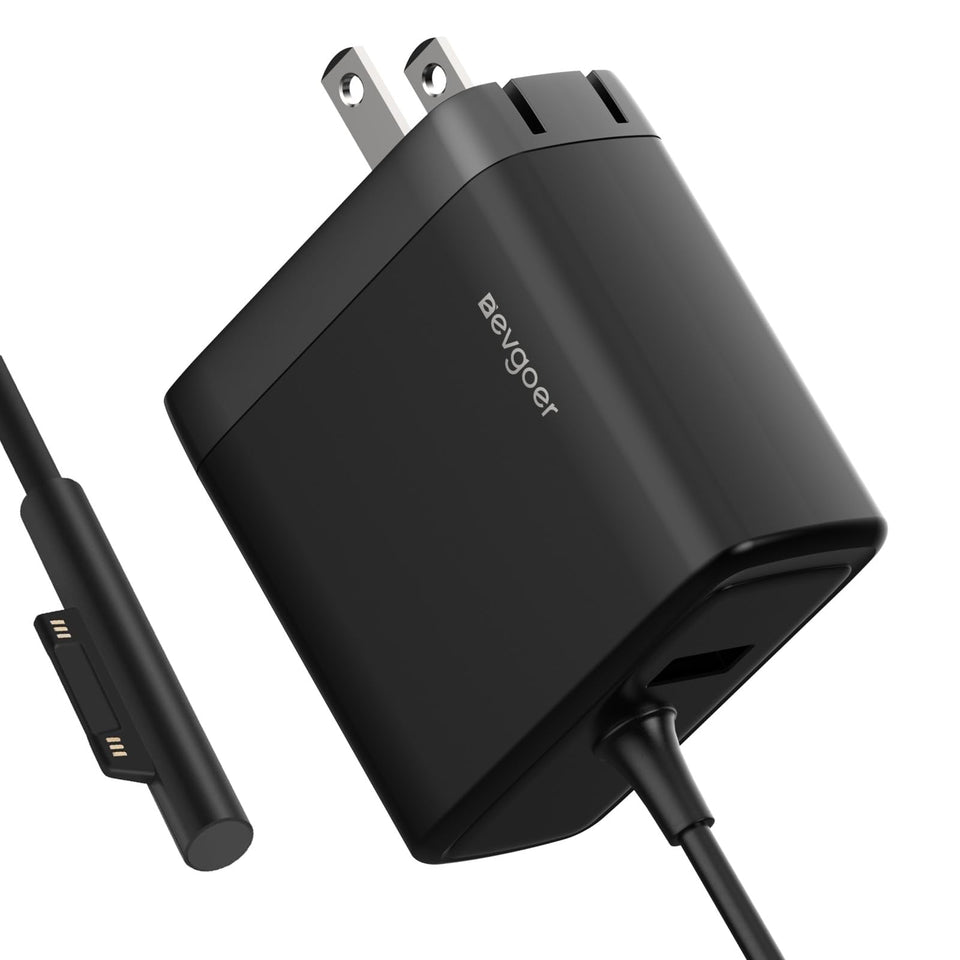 EG evgoer 65W Surface charger with foldable plug for travel convenience.