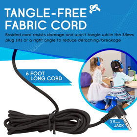 Egghead right-angle 3.5mm plug minimizes cable damage from tugs.