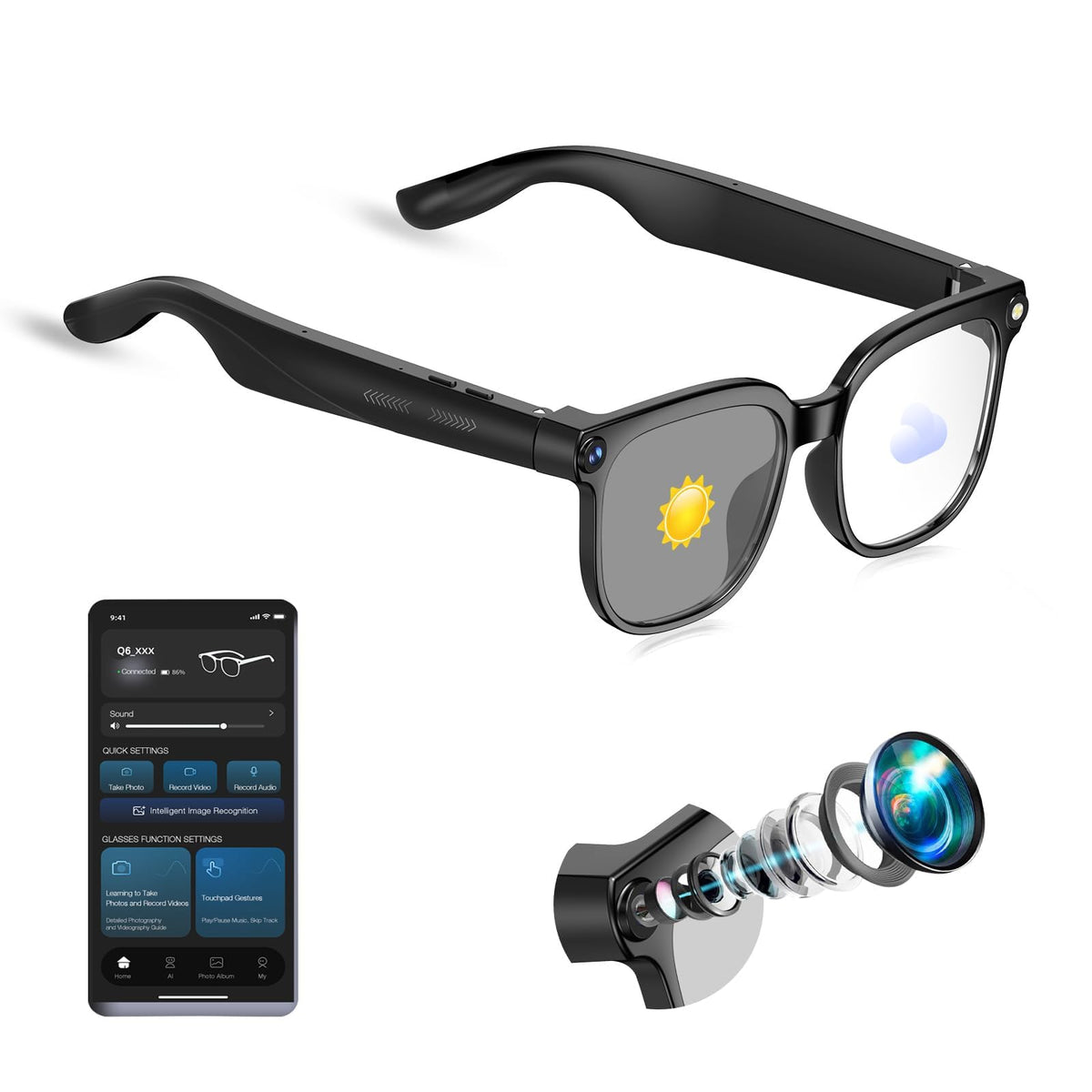 EGIKUYE Smart Glasses capture 4K video hands-free from your point of view