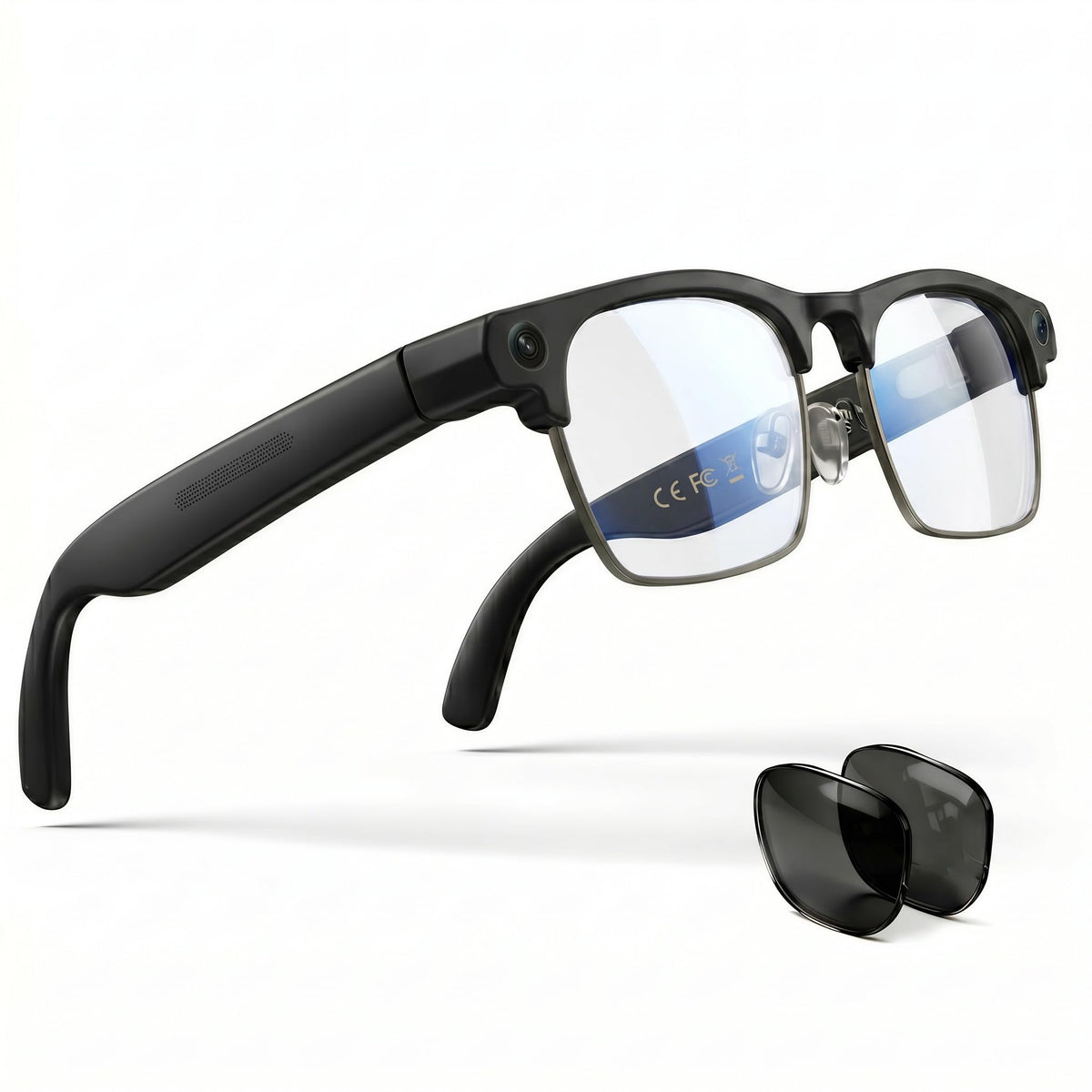 EGQINR 4K Camera Glasses front view for everyday wear and discreet recording.