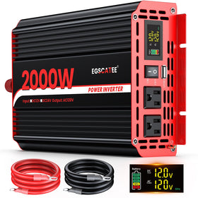 EGSCATEE 2000W inverter with LCD display for real-time power monitoring on the go.