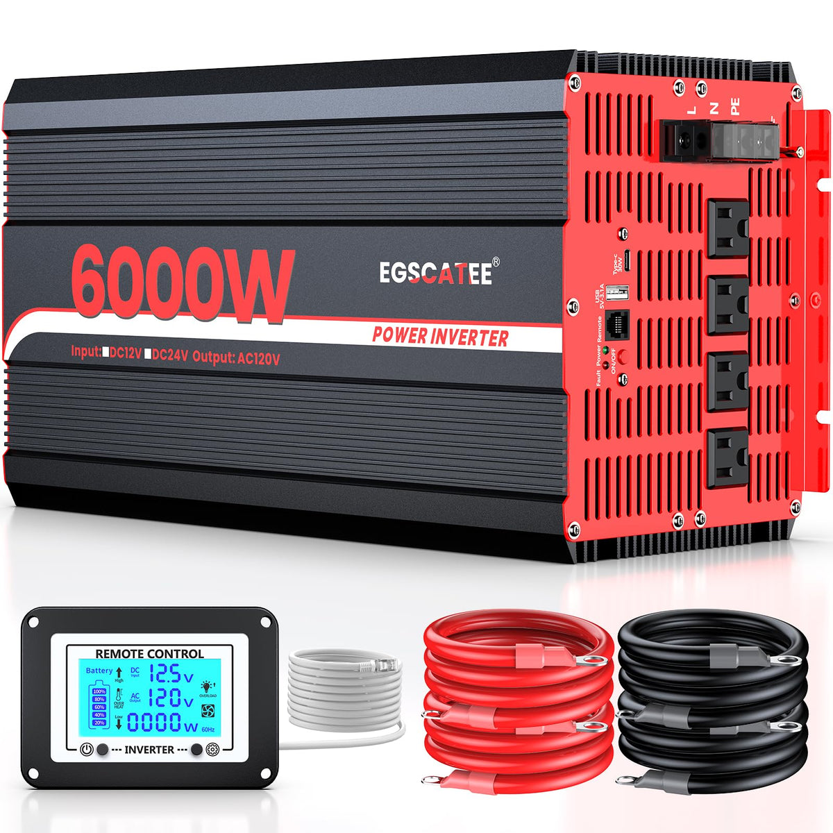 EGSCATEE 6000W inverter front view for reliable off-grid power