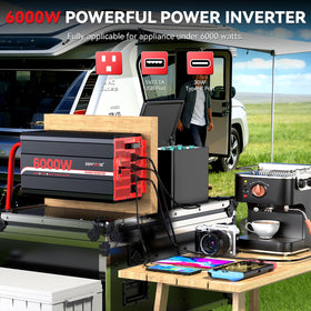 EGSCATEE 6000W inverter LCD remote shows real-time readings