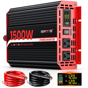 EGSCATEE 1500W inverter front view with intuitive controls for quick setup.