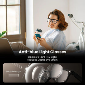 EH95 WeariQ blue-light-blocking lenses reduce screen glare during work.
