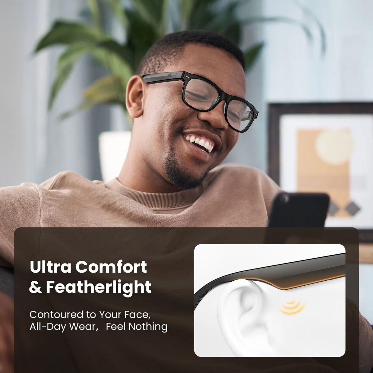 EH95 WeariQ ultra-slim design feels like regular glasses.