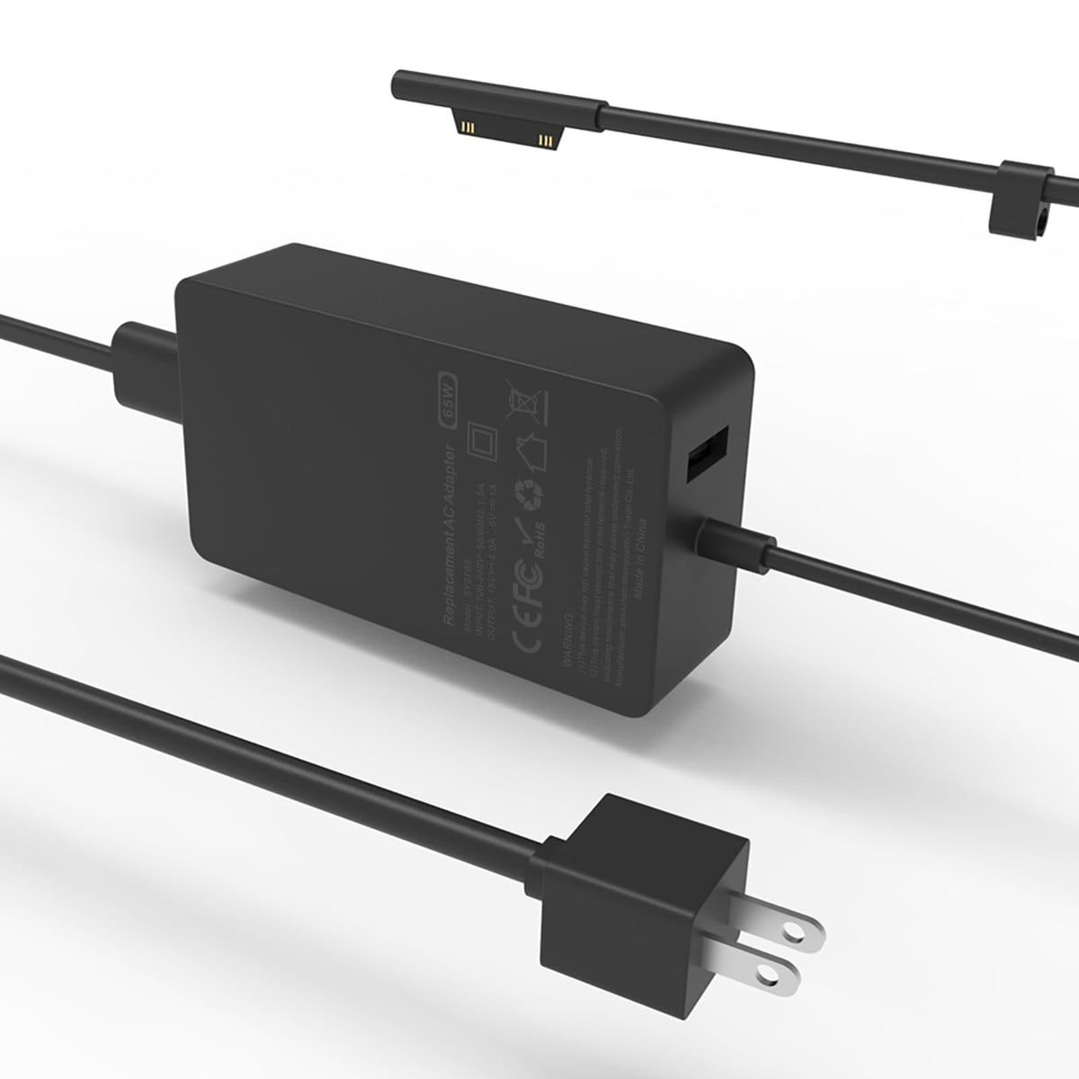 Ehao 65W Surface Charger front view powering a Surface Pro.