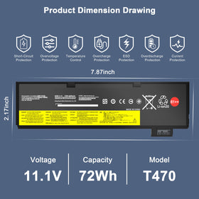 EHECAPAR 72Wh battery side view, slim profile for portable power