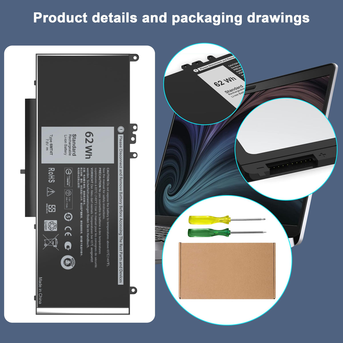 EHECAPAR Dell Precision 15-3510 battery supports long sessions on the go.