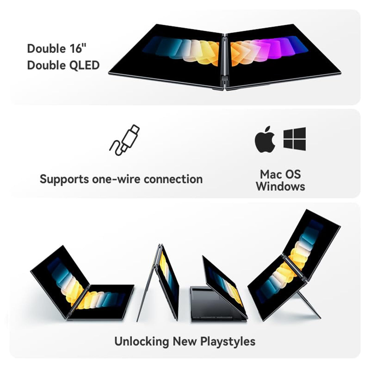 EHOMEWEI X1 extended setup demonstrates dual displays for multitasking on the go.