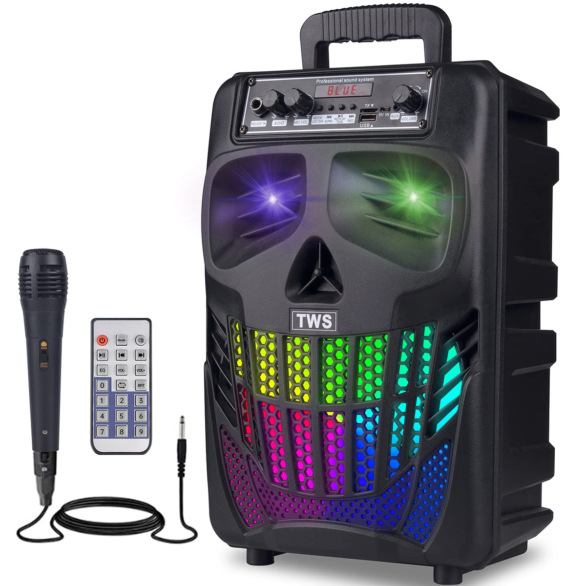 E I F E R front view of skull speaker showing design and user appeal