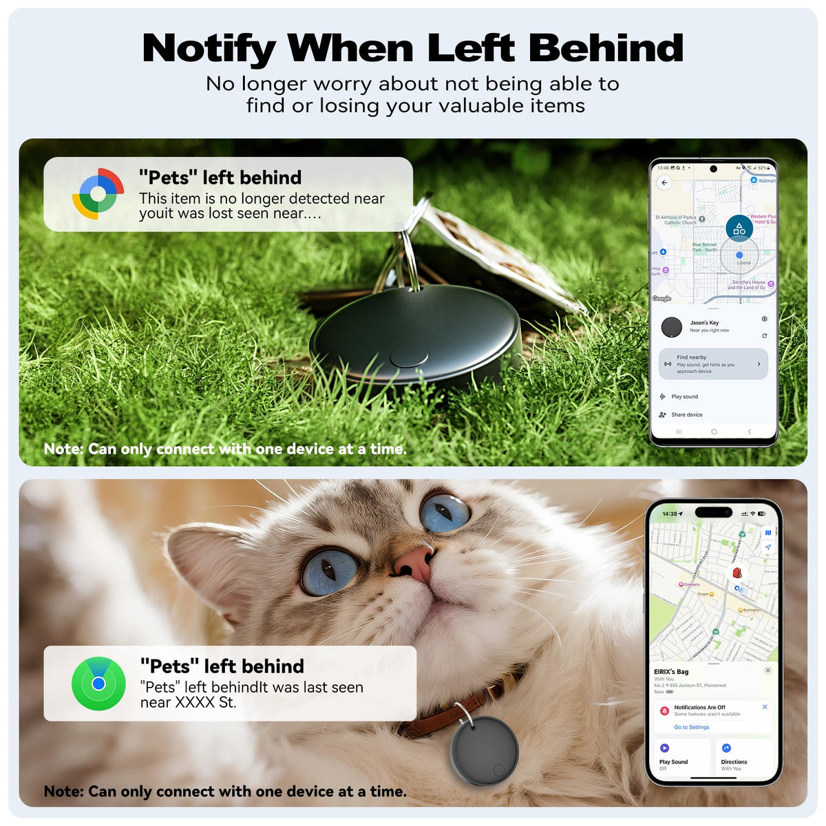 eirix Smart Tag with Google Find Hub compatibility for Android devices