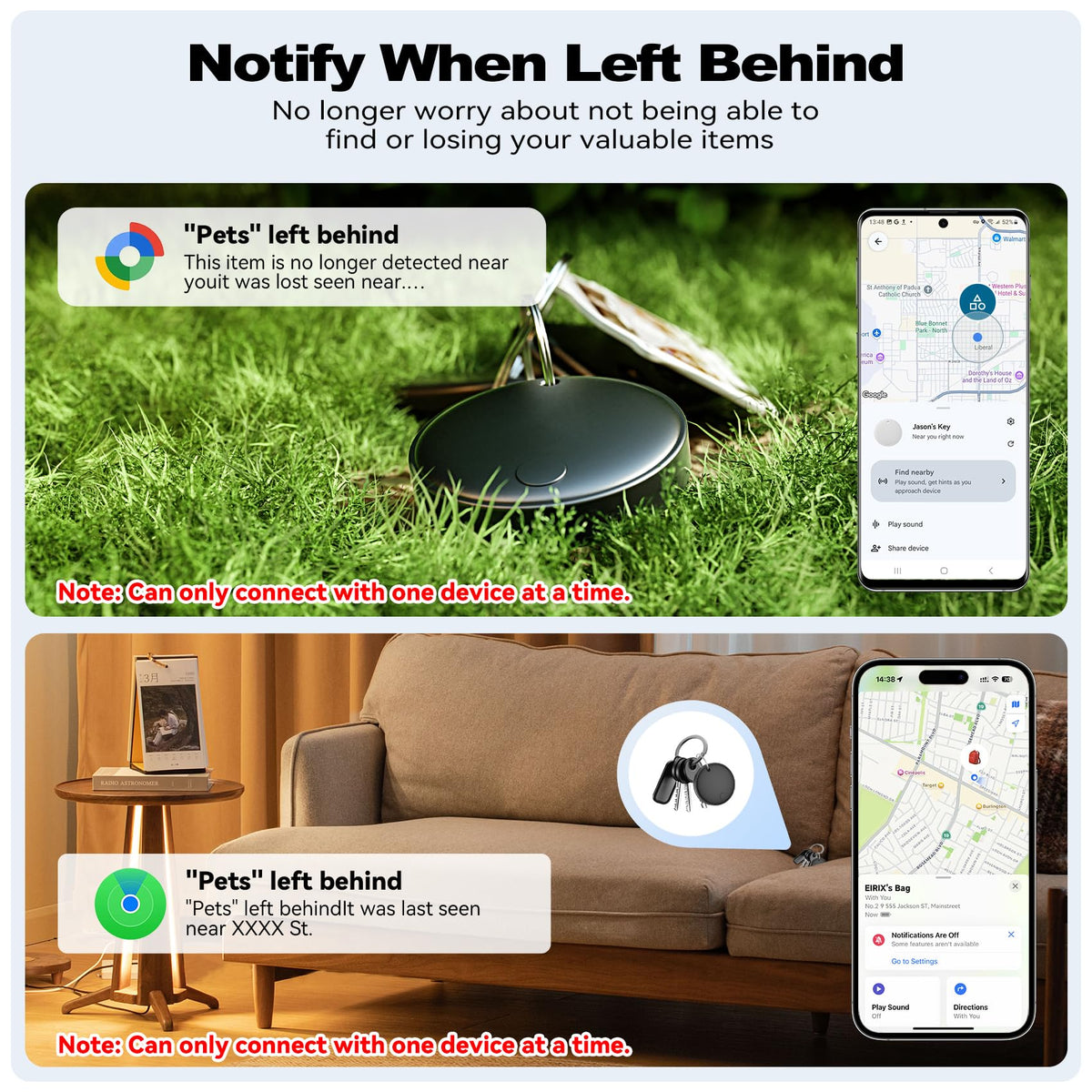 eirix locate keys wallet bag with precise distance and route guidance