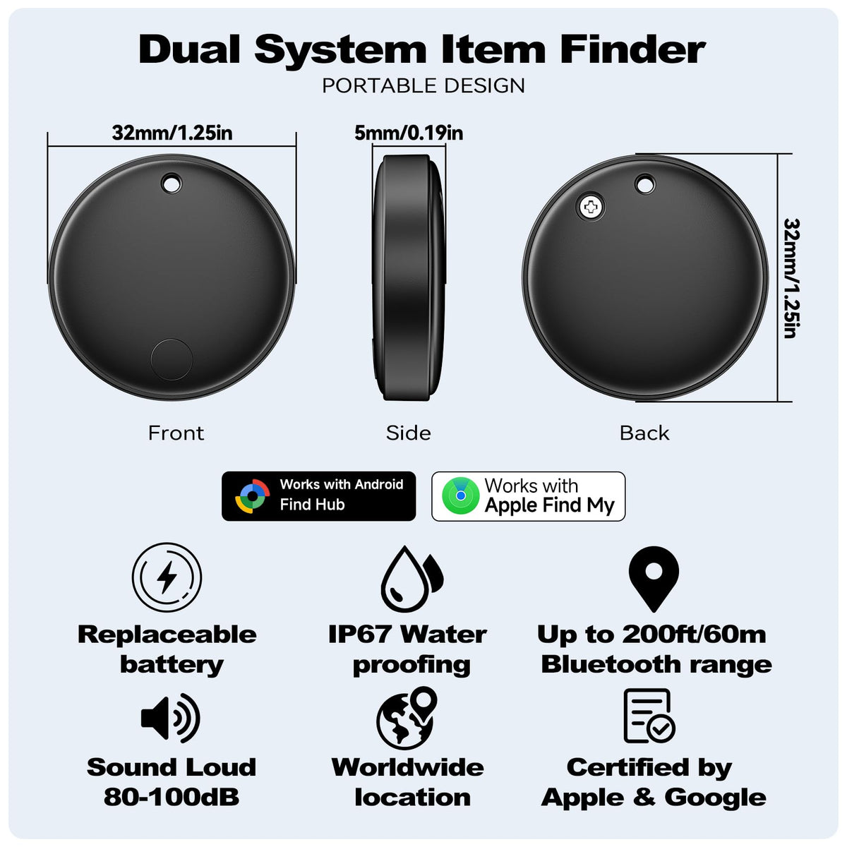 eirix loud buzzer and LED flash help find items quickly