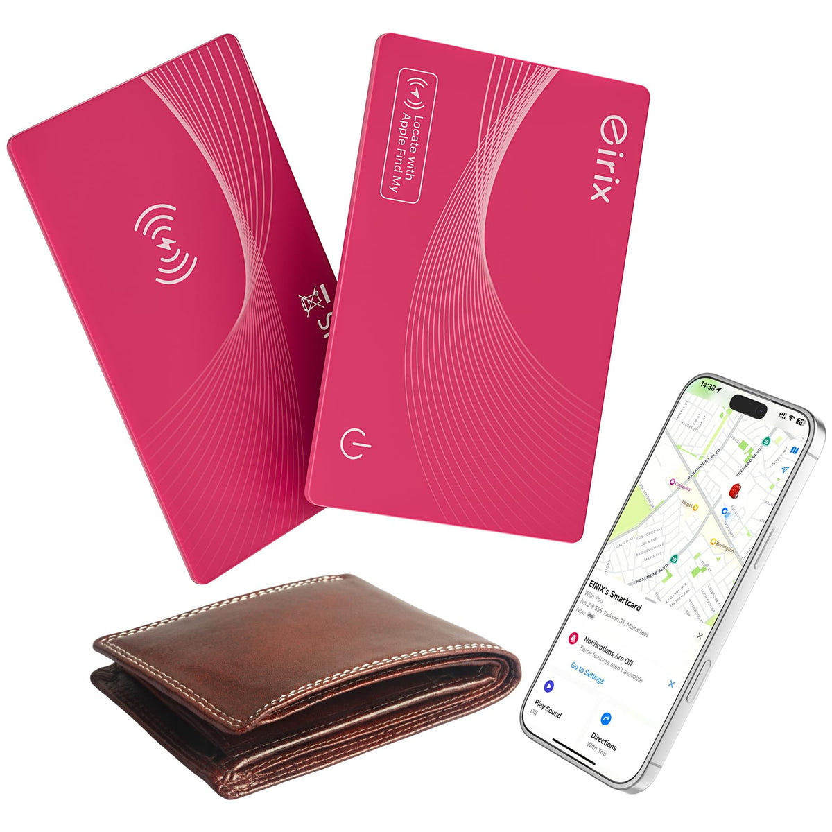 eirix wallet tracker ultra-thin red card in a slim wallet for quick locating