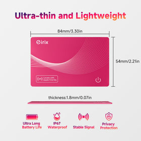 eirix wallet tracker red packaging highlighting warranty and eco build