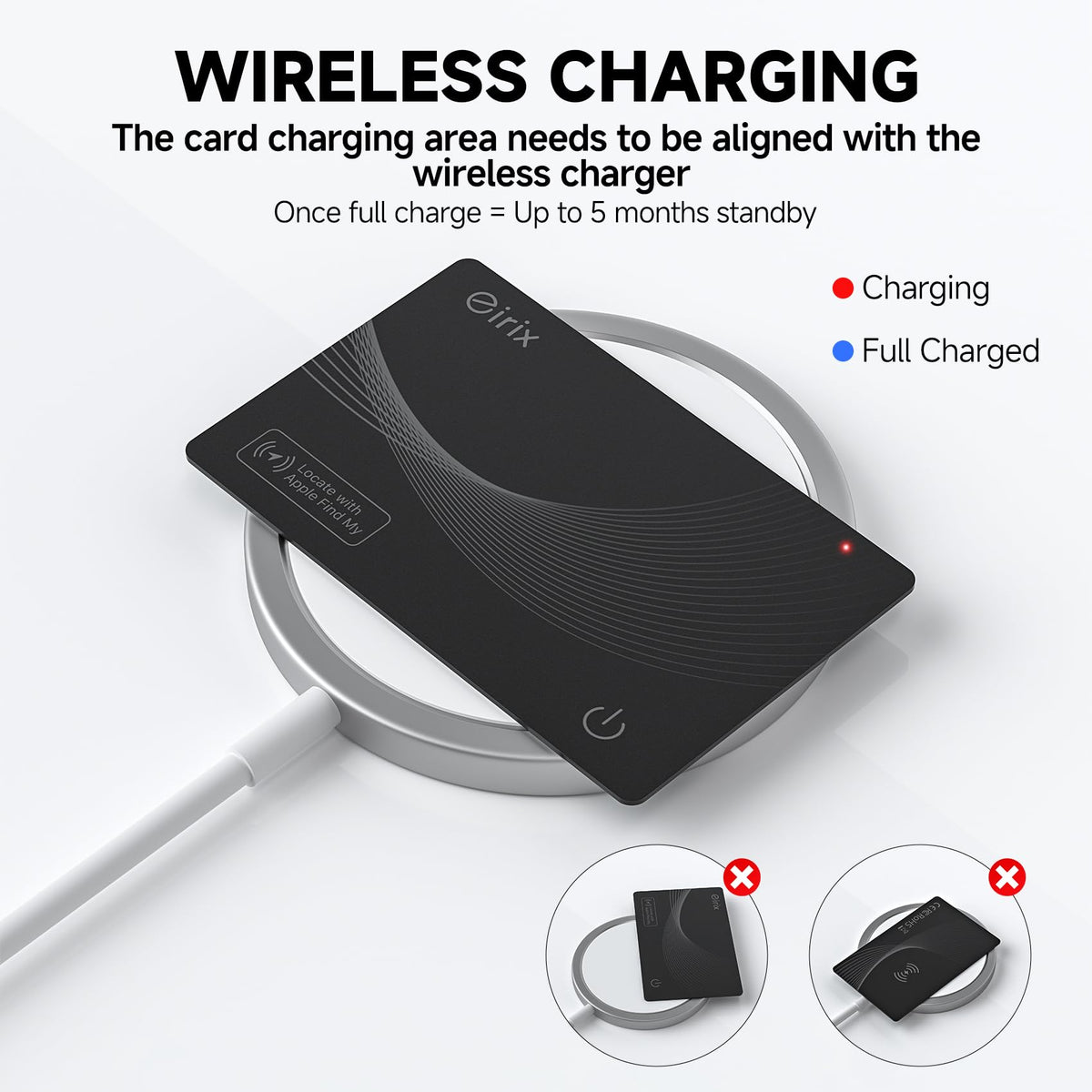 eirix charging on wireless pad showing rechargeable convenience