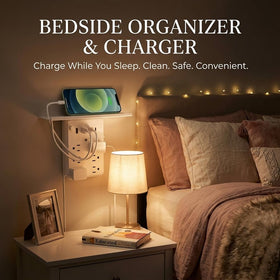 Eiusrr outlet shelf extender built-in shelf provides space for phone or speaker.