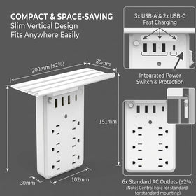 Eiusrr outlet shelf extender dorm room setup adds convenience on the wall.