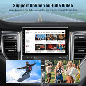 EKAT 10.1-inch car stereo supports 1080P video streaming for YouTube.