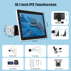 EKAT 10.1-inch car stereo compatible with a backup camera for easier parking.