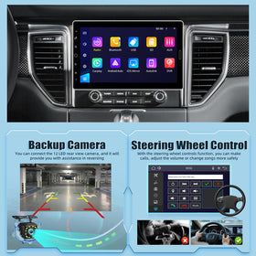 EKAT 10.1-inch car stereo offers FM radio, EQ, and Bluetooth hands-free calling.